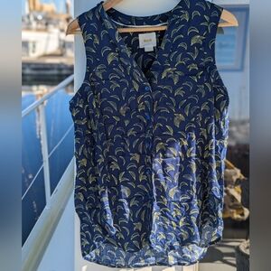 4/$40 Maeve Anthropologie | Sleeveless Top Bananas Size 6 Blue Yellow